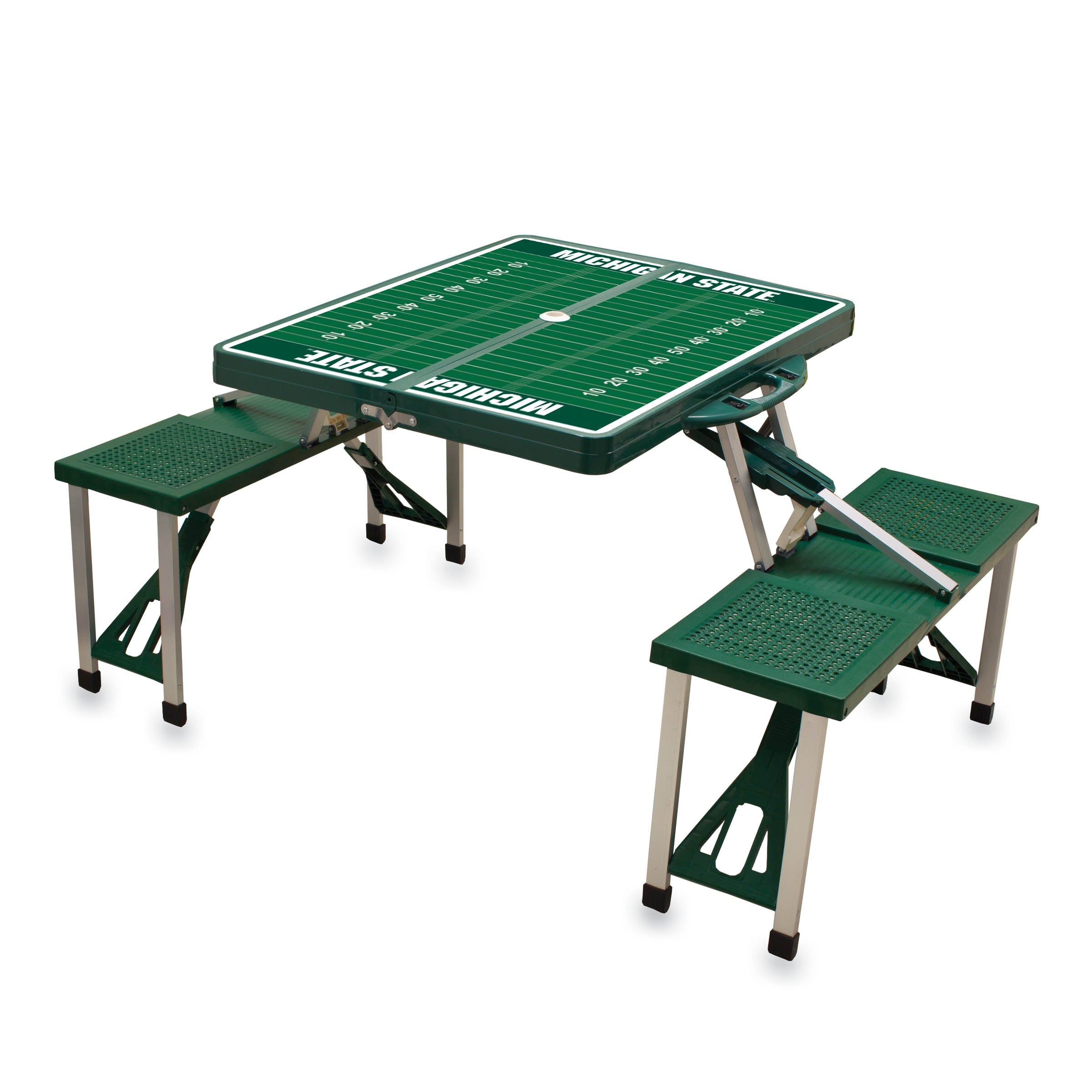 Michigan State Spartans Football Field - Picnic Table Portable Folding Table with Seats