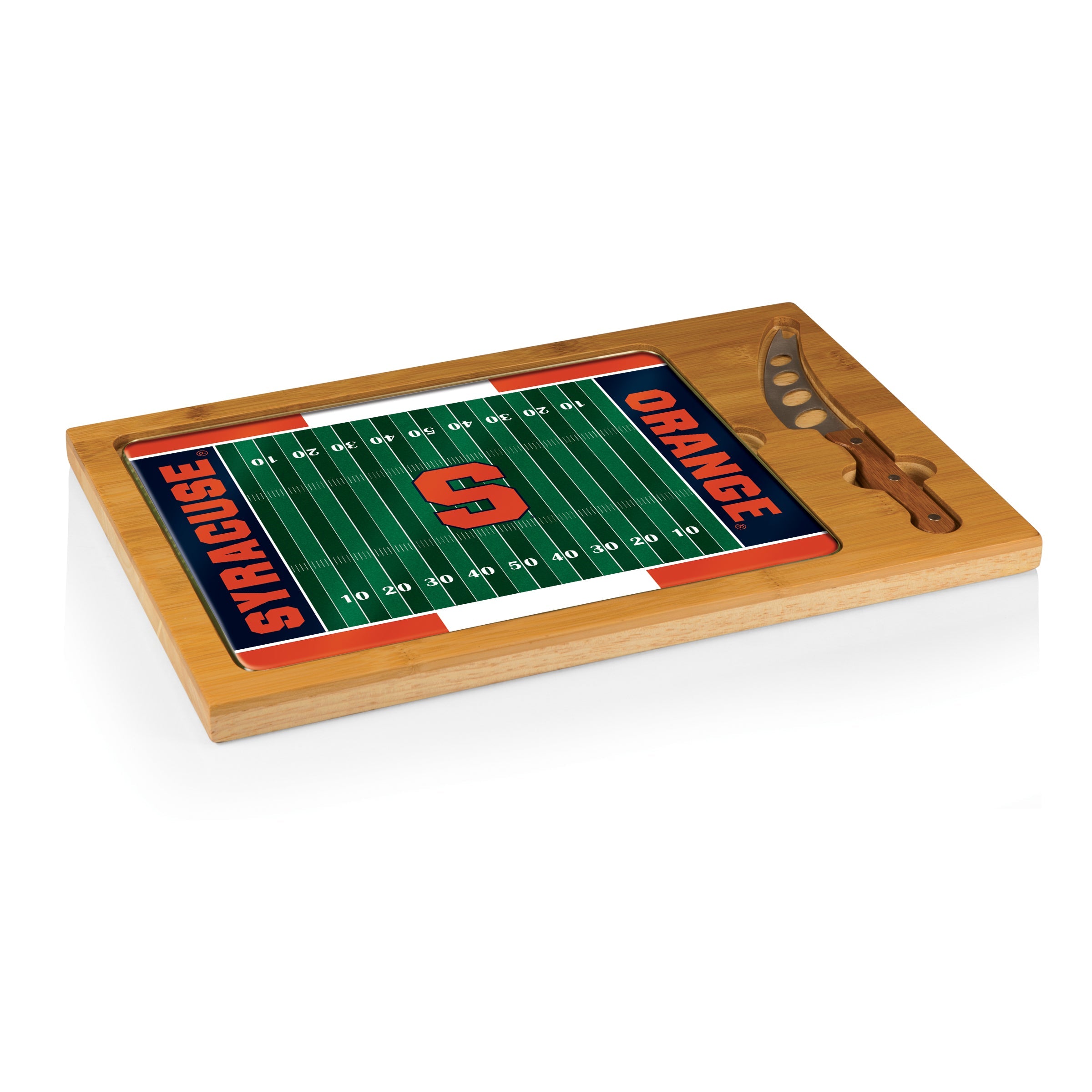 Syracuse Orange Football Field - Icon Glass Top Cutting Board & Knife Set