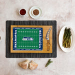 Seattle Seahawks Football Field - Icon Glass Top Cutting Board & Knife Set