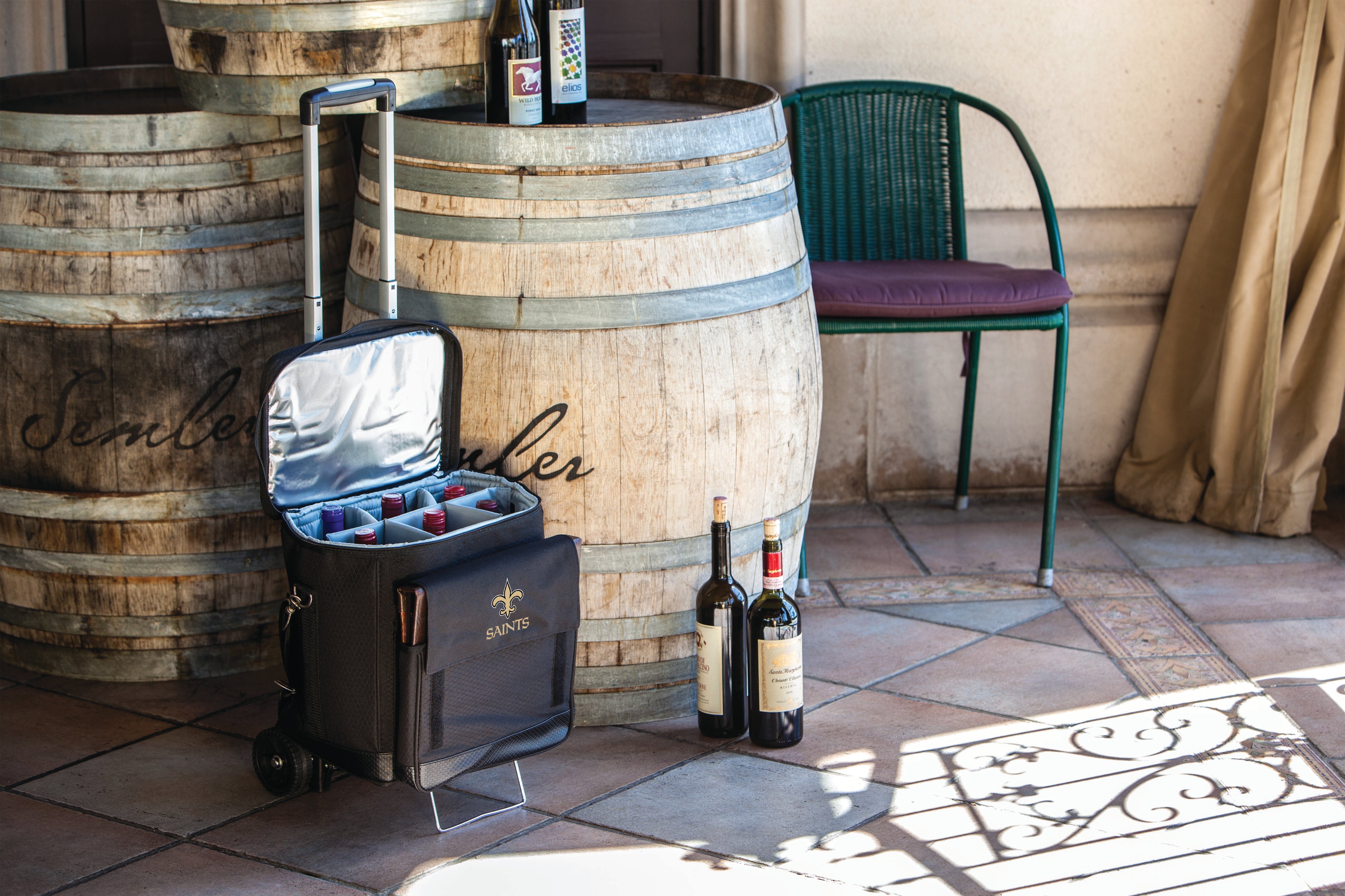 New Orleans Saints - Cellar 6-Bottle Wine Carrier & Cooler Tote with Trolley