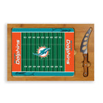 Miami Dolphins Football Field - Icon Glass Top Cutting Board & Knife Set