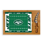 New York Jets Football Field - Icon Glass Top Cutting Board & Knife Set