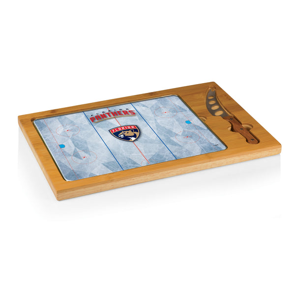 Florida Panthers Hockey Rink - Icon Glass Top Cutting Board & Knife Set