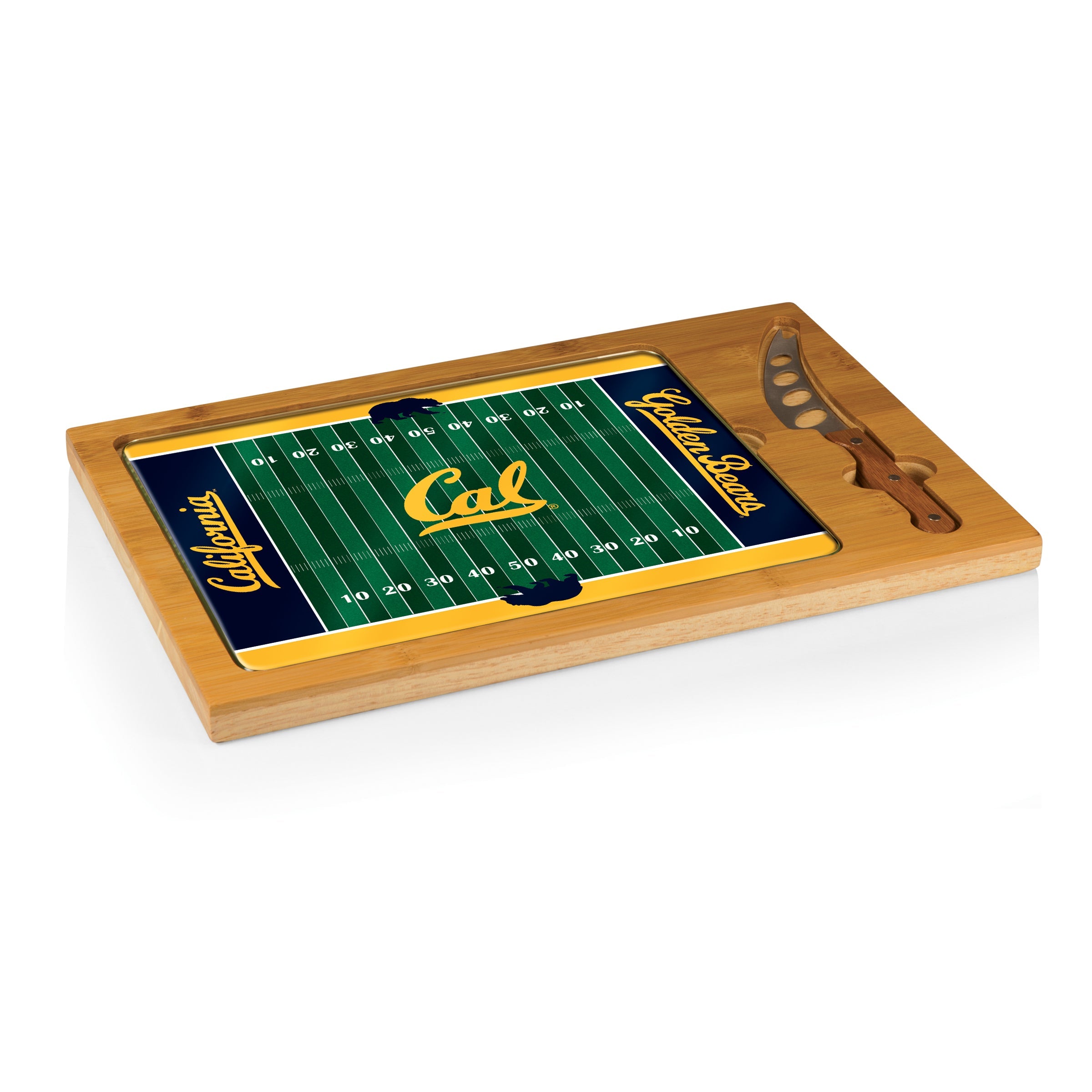 Cal Bears Football Field - Icon Glass Top Cutting Board & Knife Set