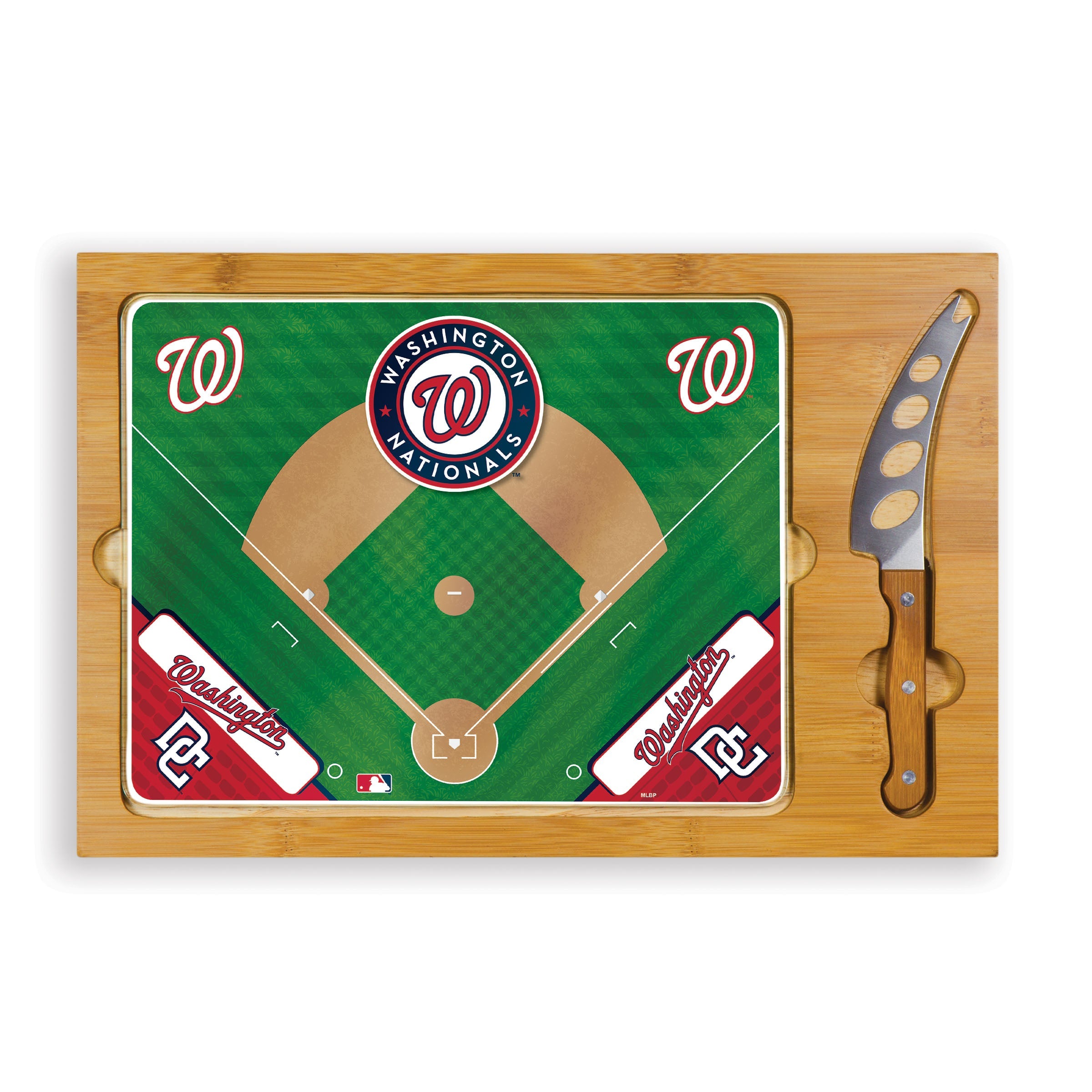 Washington Nationals Baseball Diamond - Icon Glass Top Cutting Board & Knife Set