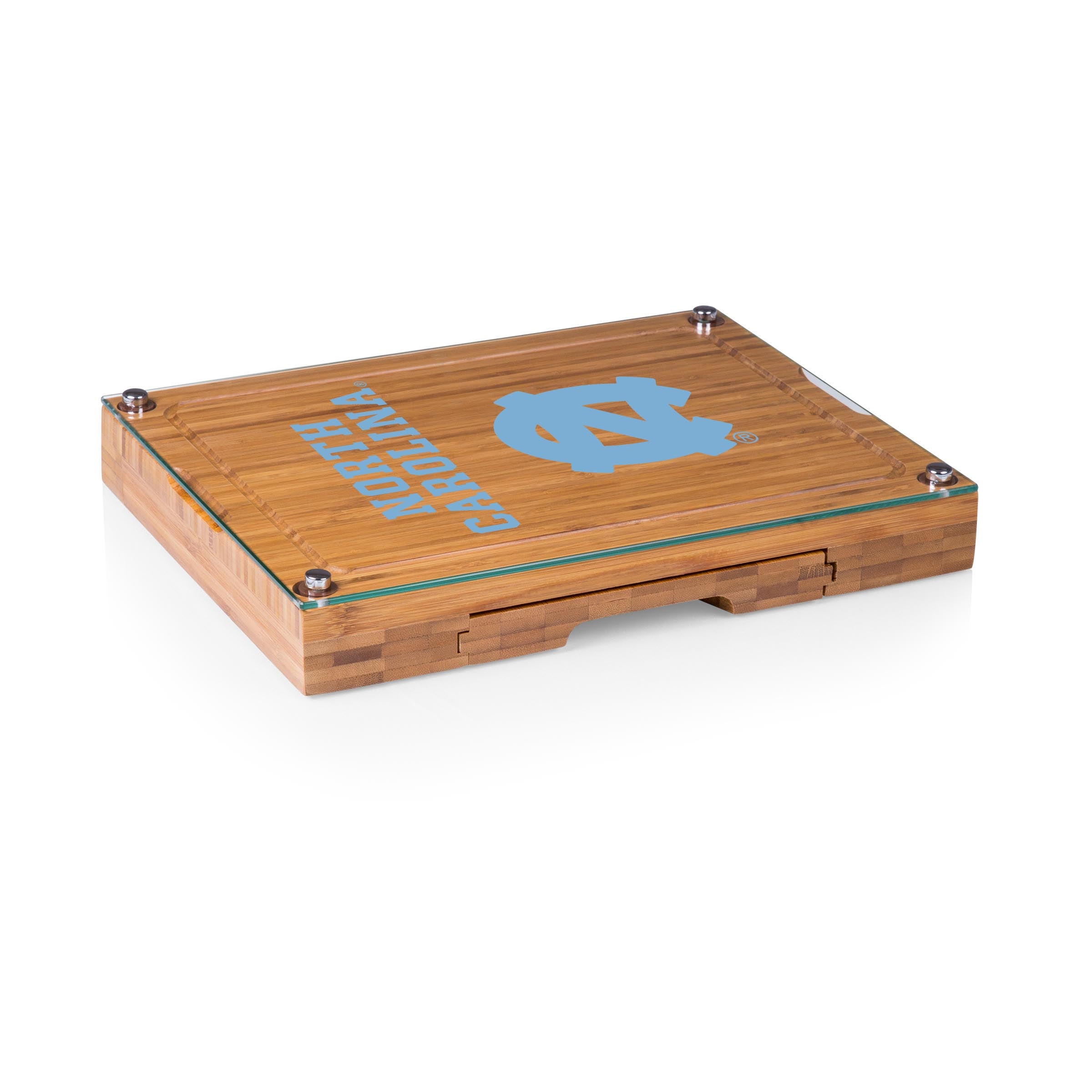 North Carolina Tar Heels - Concerto Glass Top Cheese Cutting Board & Tools Set