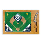 Tampa Bay Rays Baseball Diamond - Icon Glass Top Cutting Board & Knife Set