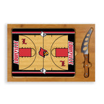 Louisville Cardinals Basketball Court - Icon Glass Top Cutting Board & Knife Set