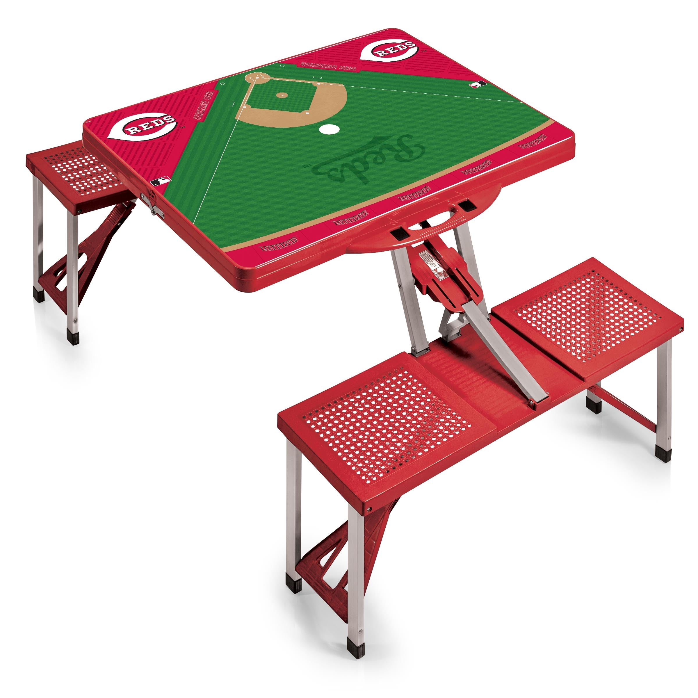 Baseball Diamond - Cincinnati Reds - Picnic Table Portable Folding Table with Seats