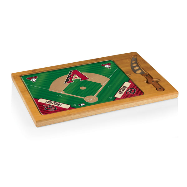 Arizona Diamondbacks Baseball Diamond - Icon Glass Top Cutting Board & Knife Set