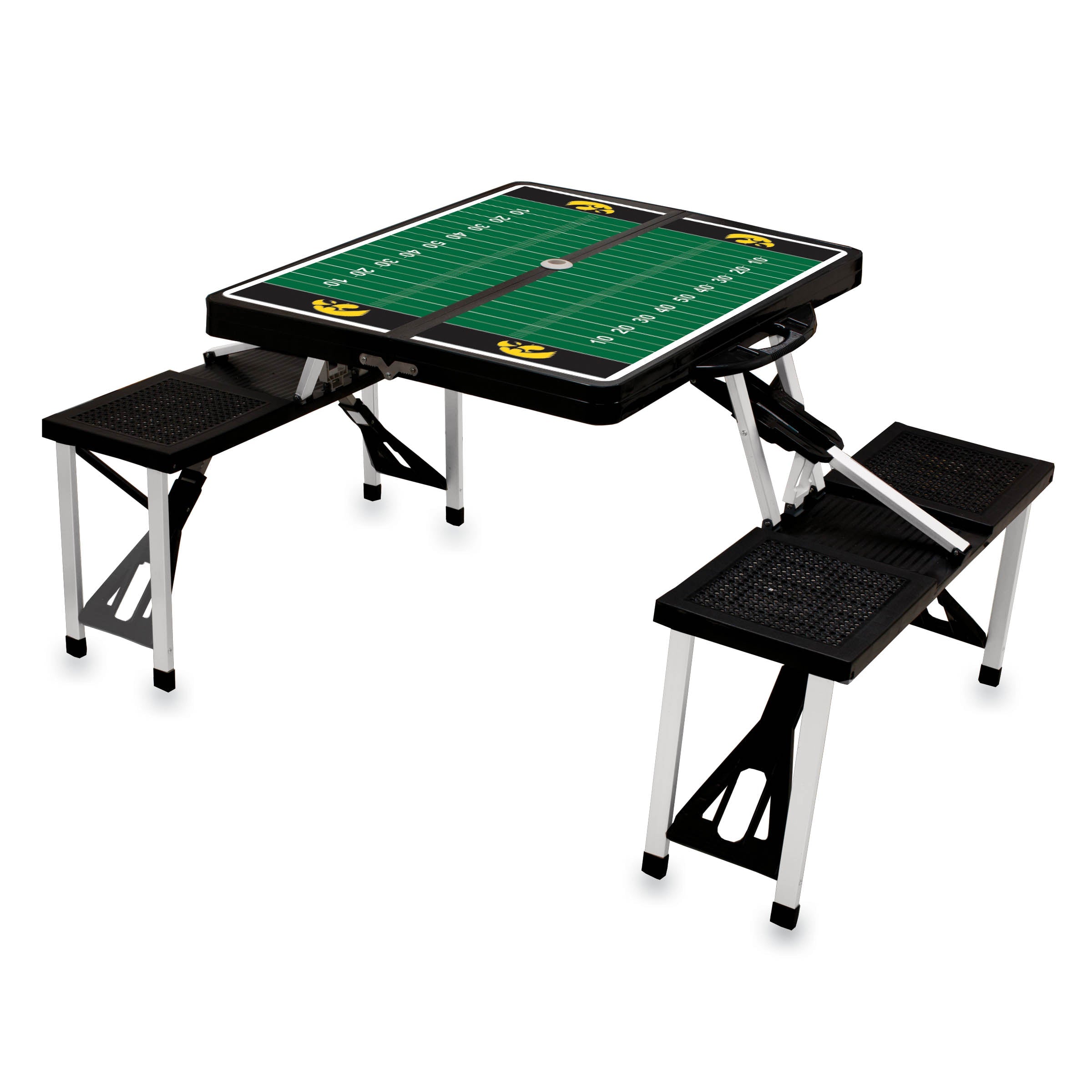 Football Field - Iowa Hawkeyes - Picnic Table Portable Folding Table with Seats