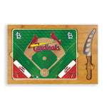 St. Louis Cardinals Baseball Diamond - Icon Glass Top Cutting Board & Knife Set