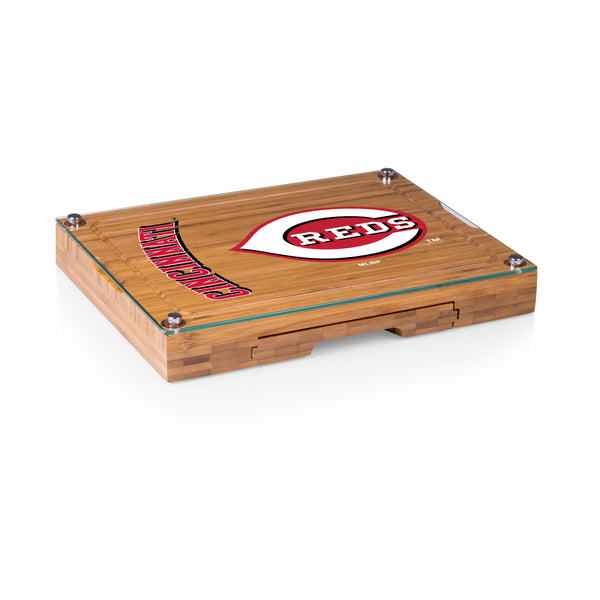 Cincinnati Reds - Concerto Glass Top Cheese Cutting Board & Tools Set