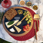 Illinois Fighting Illini - Insignia Acacia and Slate Serving Board with Cheese Tools