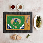 Tampa Bay Rays Baseball Diamond - Icon Glass Top Cutting Board & Knife Set