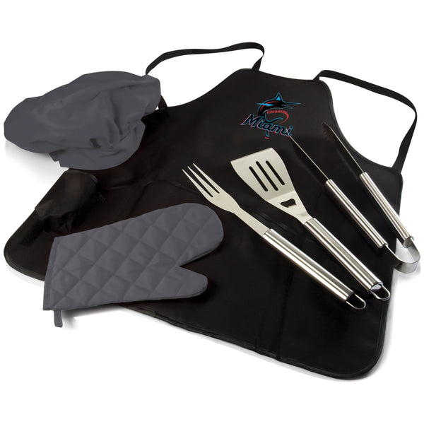 Miami Marlins - BBQ Apron Tote Pro Grill Set