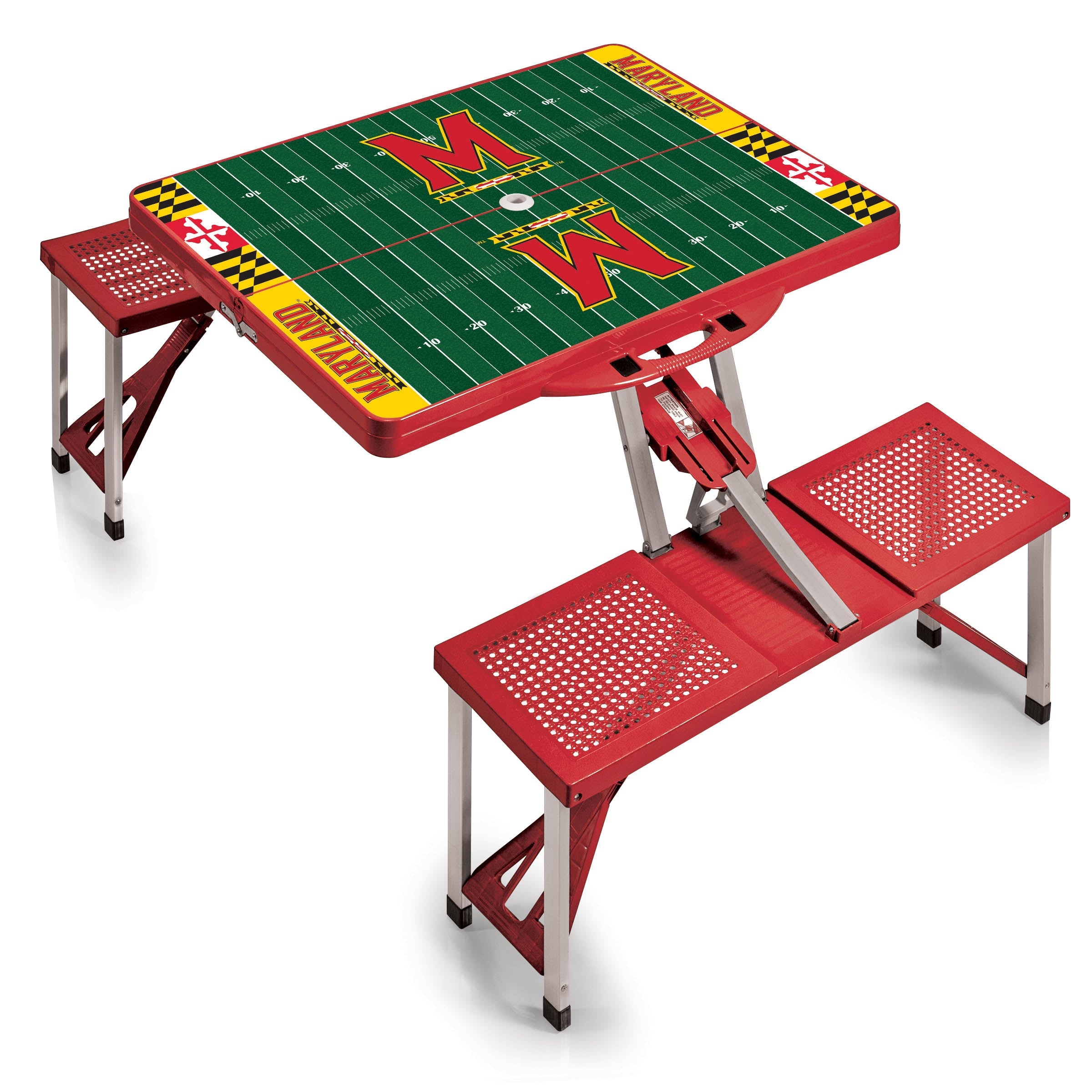 Football Field - Maryland Terrapins - Picnic Table Portable Folding Table with Seats