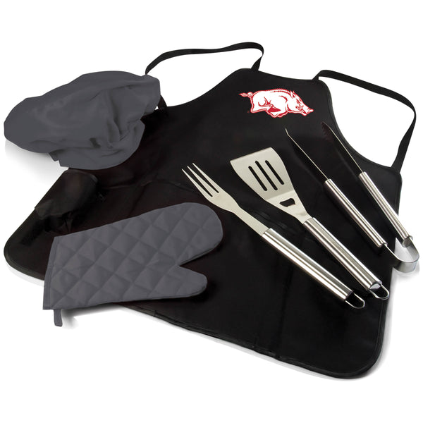 Arkansas Razorbacks - BBQ Apron Tote Pro Grill Set