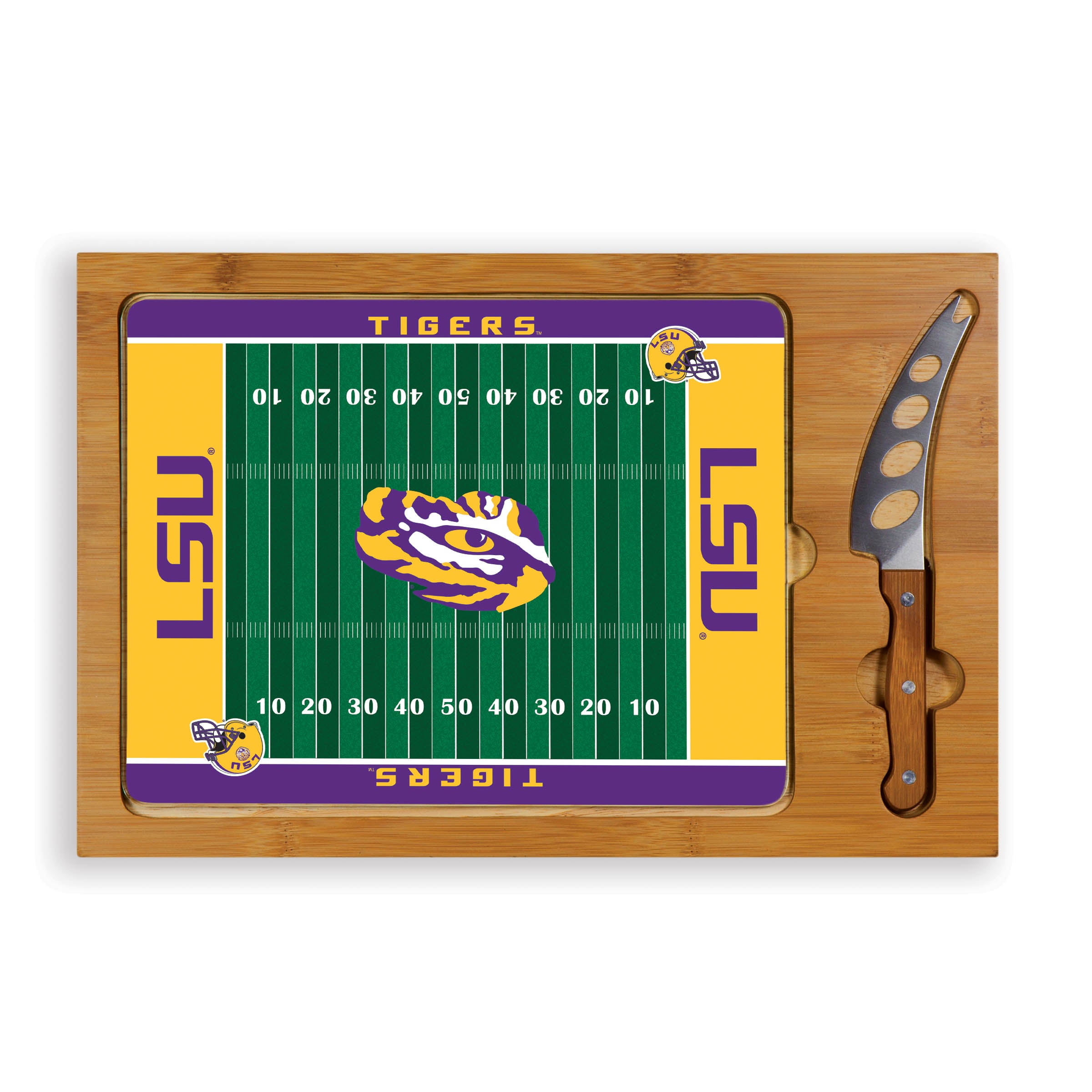 LSU Tigers - Icon Glass Top Cutting Board & Knife Set