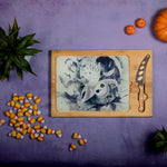 Nightmare Before Christmas Jack & Zero - Icon Glass Top Cutting Board & Knife Set
