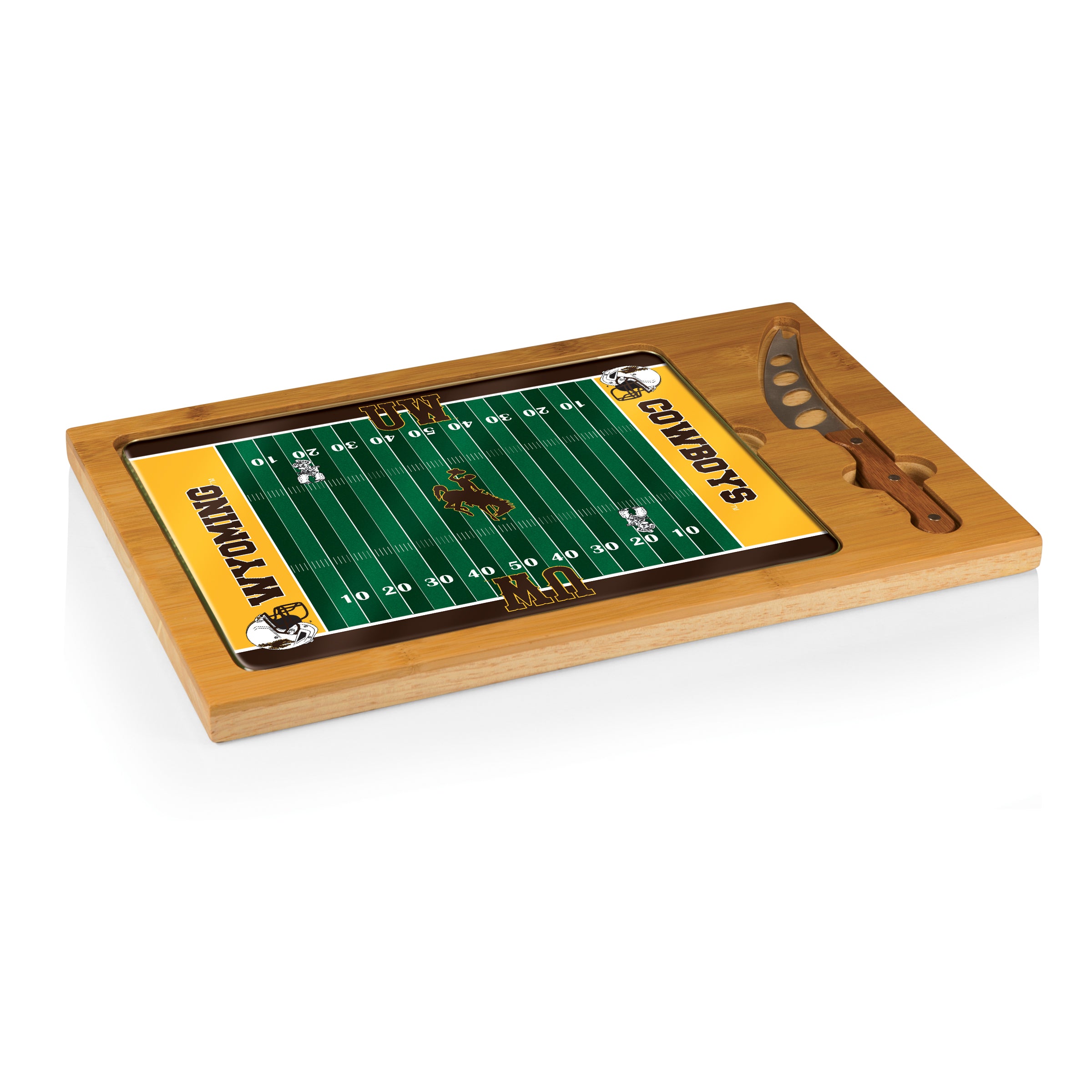 Wyoming Cowboys - Icon Glass Top Cutting Board & Knife Set