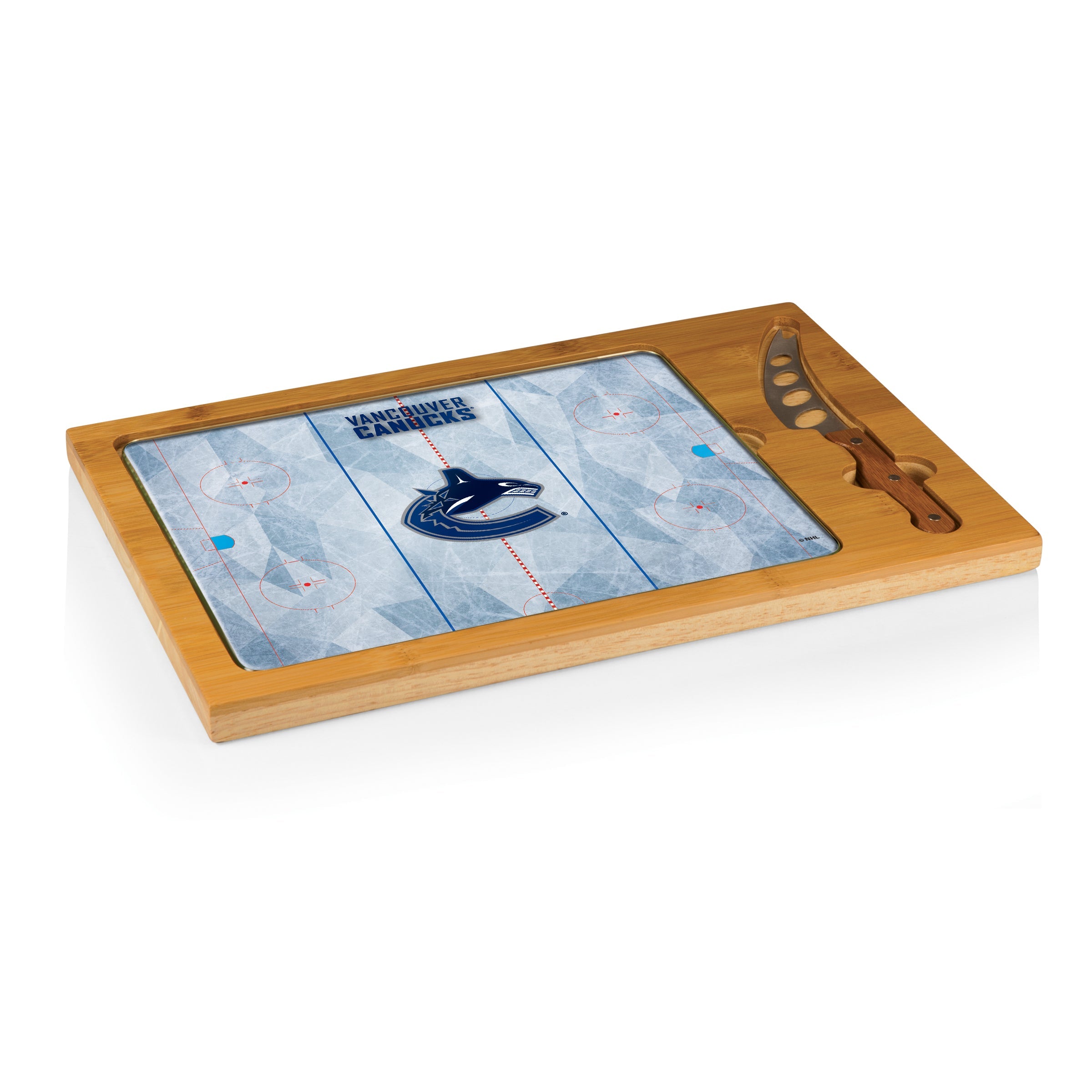 Vancouver Canucks Hockey Rink - Icon Glass Top Cutting Board & Knife Set