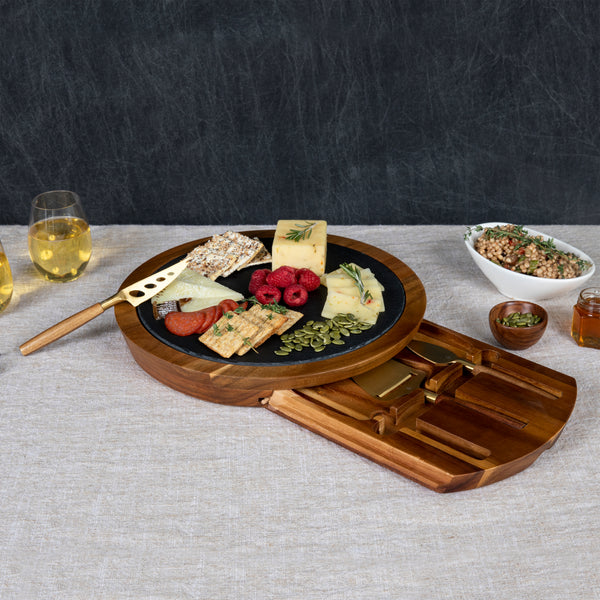 Insignia Acacia and Slate Serving Board with Cheese Tools