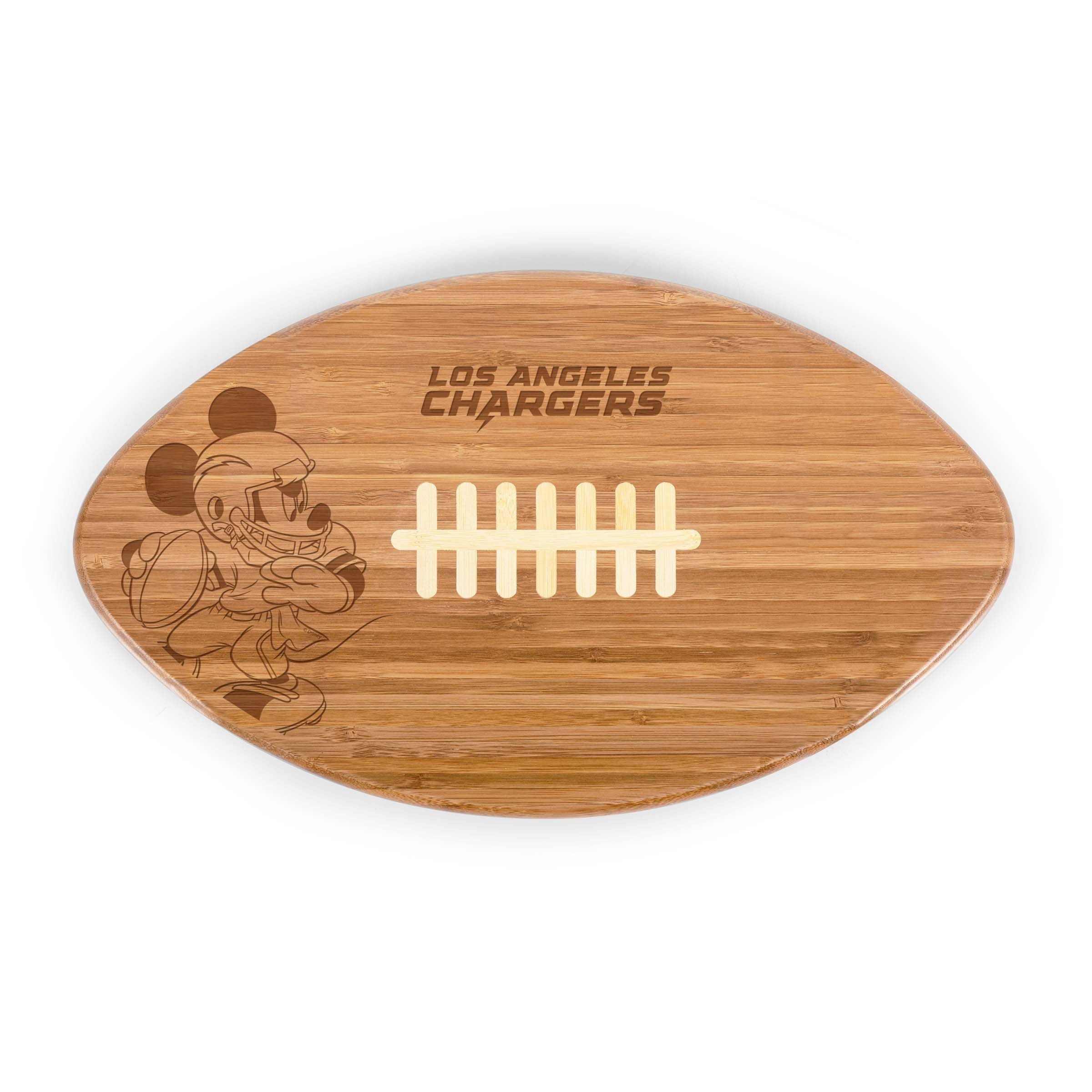 Los Angeles Chargers Mickey Mouse - Touchdown! Football Cutting Board & Serving Tray