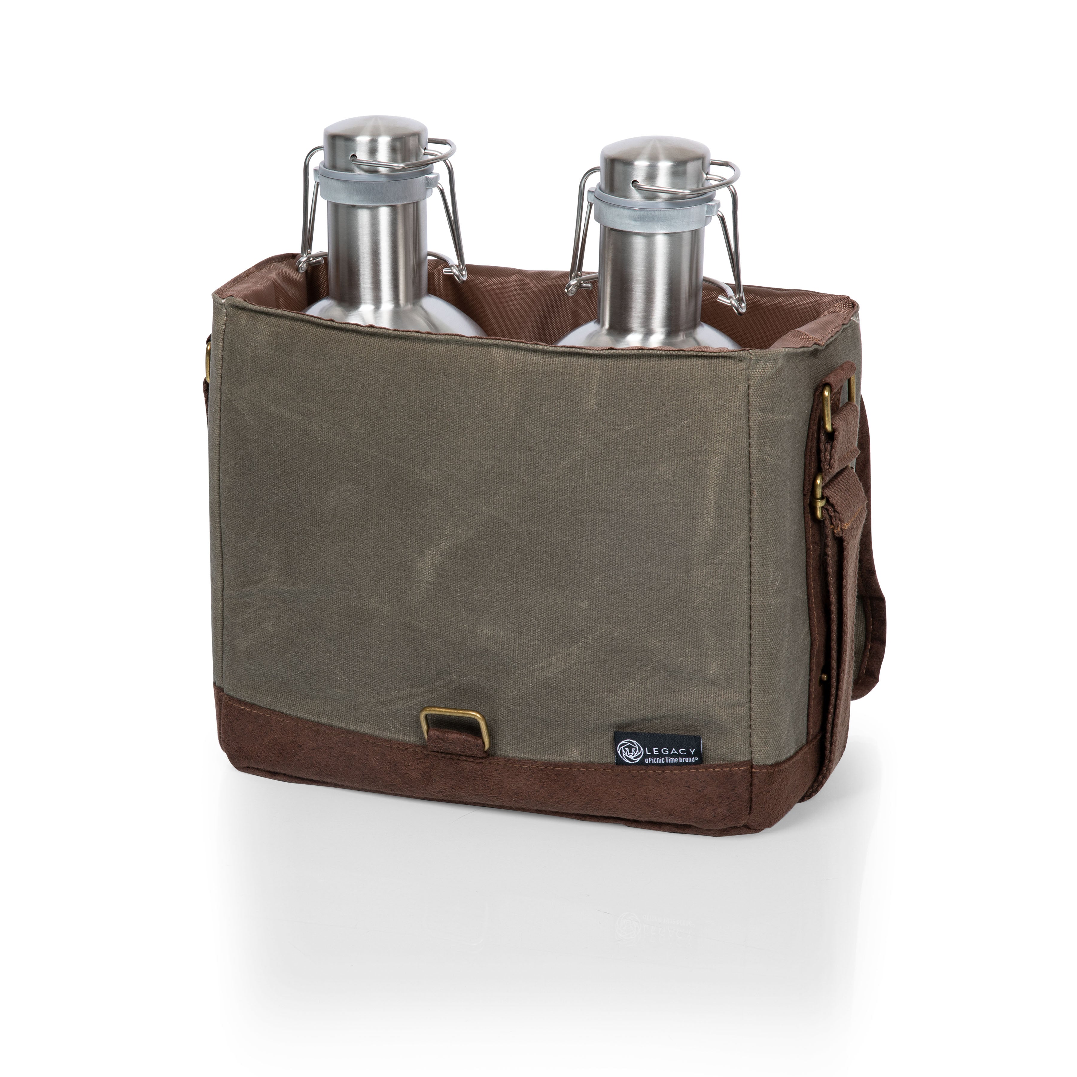 Insulated Double Growler Tote with 64 oz. Stainless Steel Growlers