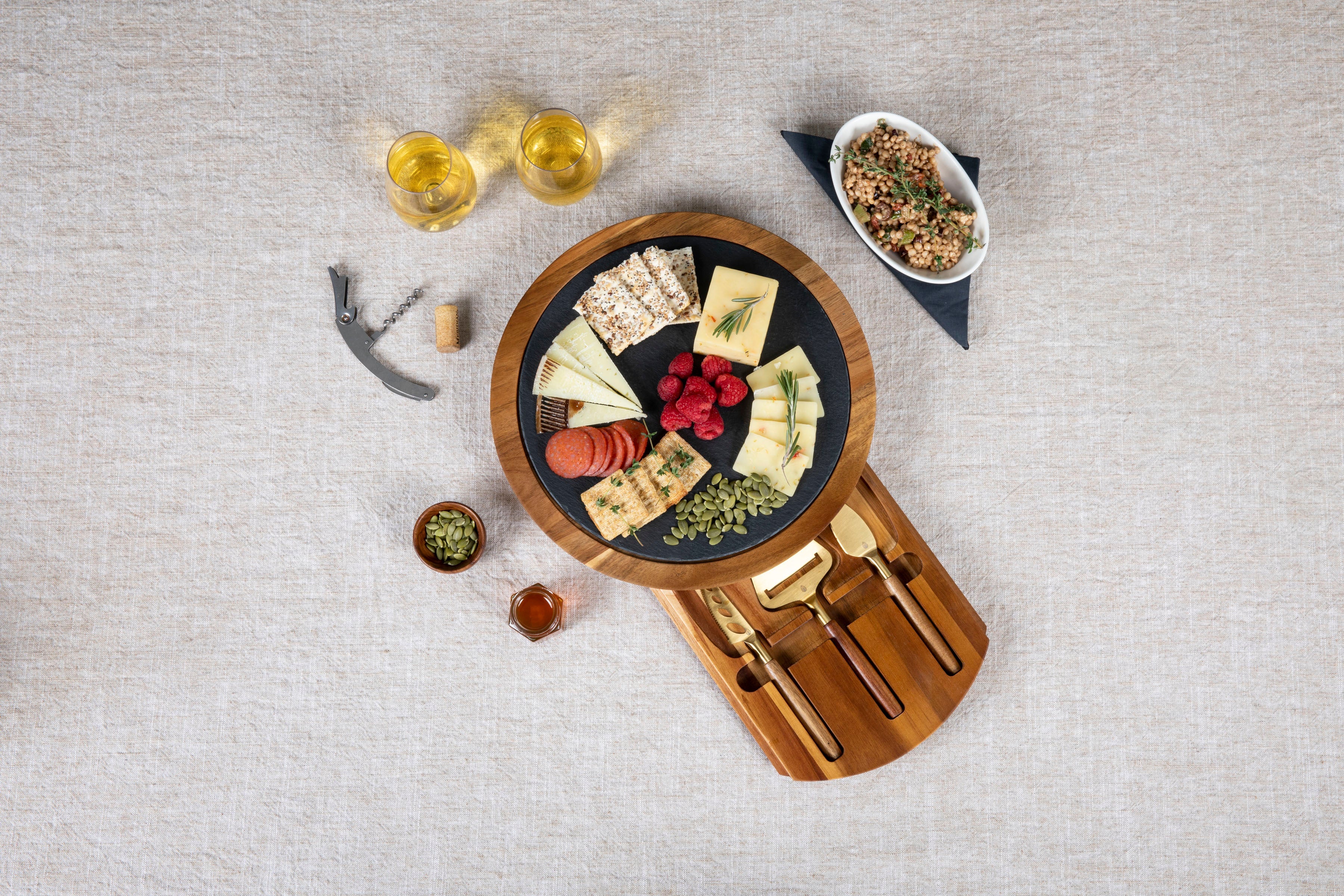 Stanford Cardinal - Insignia Acacia and Slate Serving Board with Cheese Tools