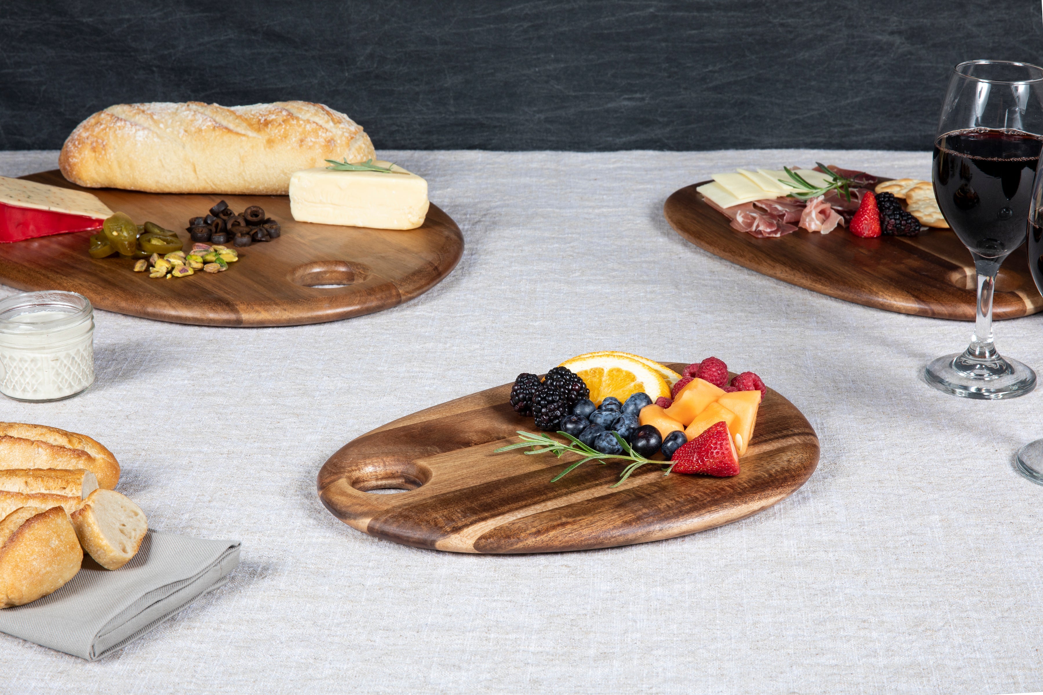 Set of 3 Pebble Shaped Acacia Serving Boards