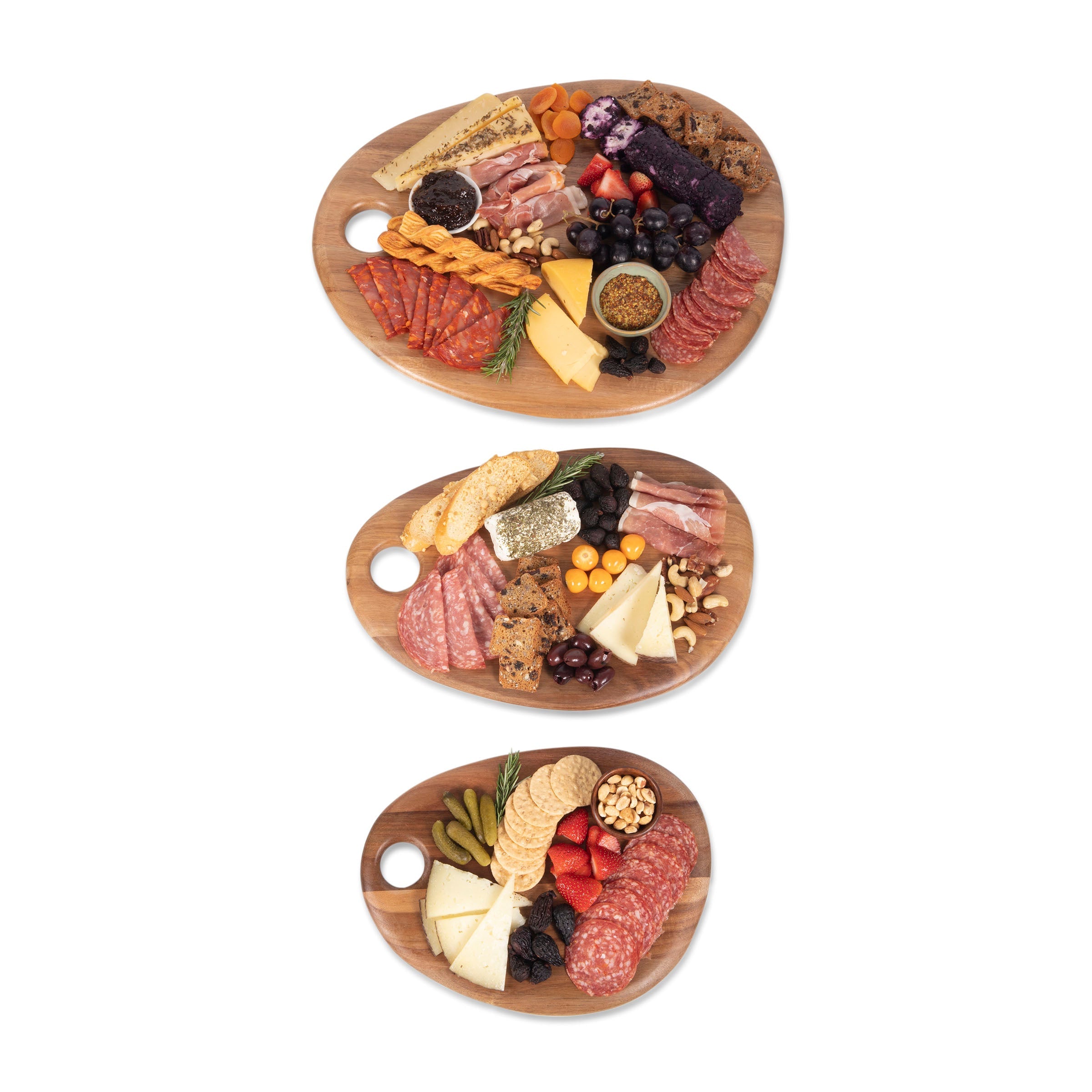 Set of 3 Pebble Shaped Acacia Serving Boards