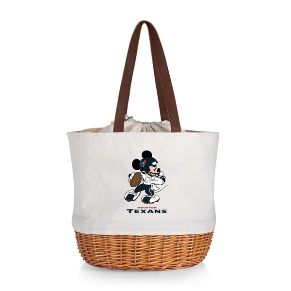 Houston Texans Mickey Mouse - Coronado Canvas and Willow Basket Tote