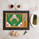 Minnesota Twins Baseball Diamond - Icon Glass Top Cutting Board & Knife Set