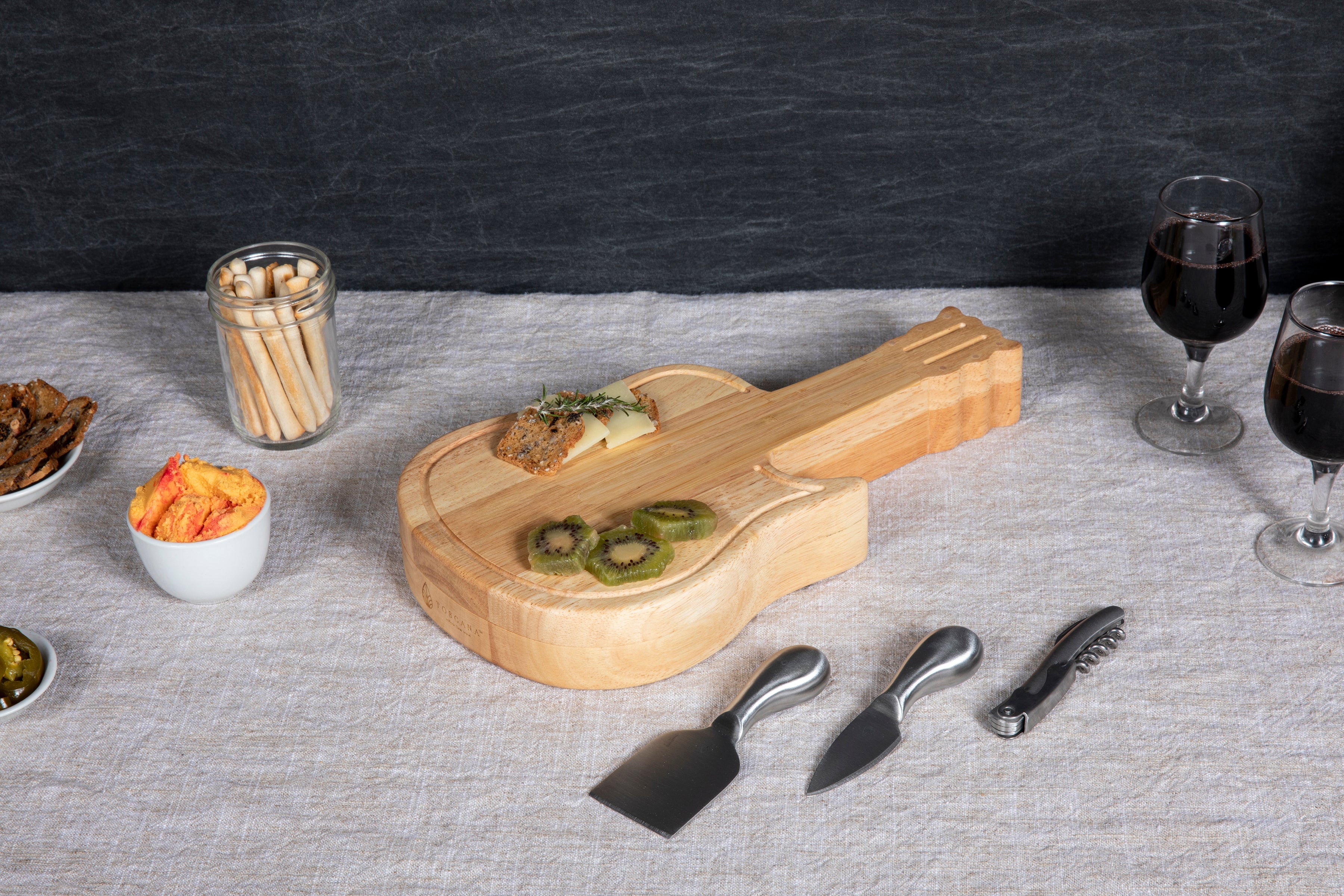 Guitar Cheese Cutting Board & Tools Set