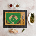 San Diego Padres Baseball Diamond - Icon Glass Top Cutting Board & Knife Set