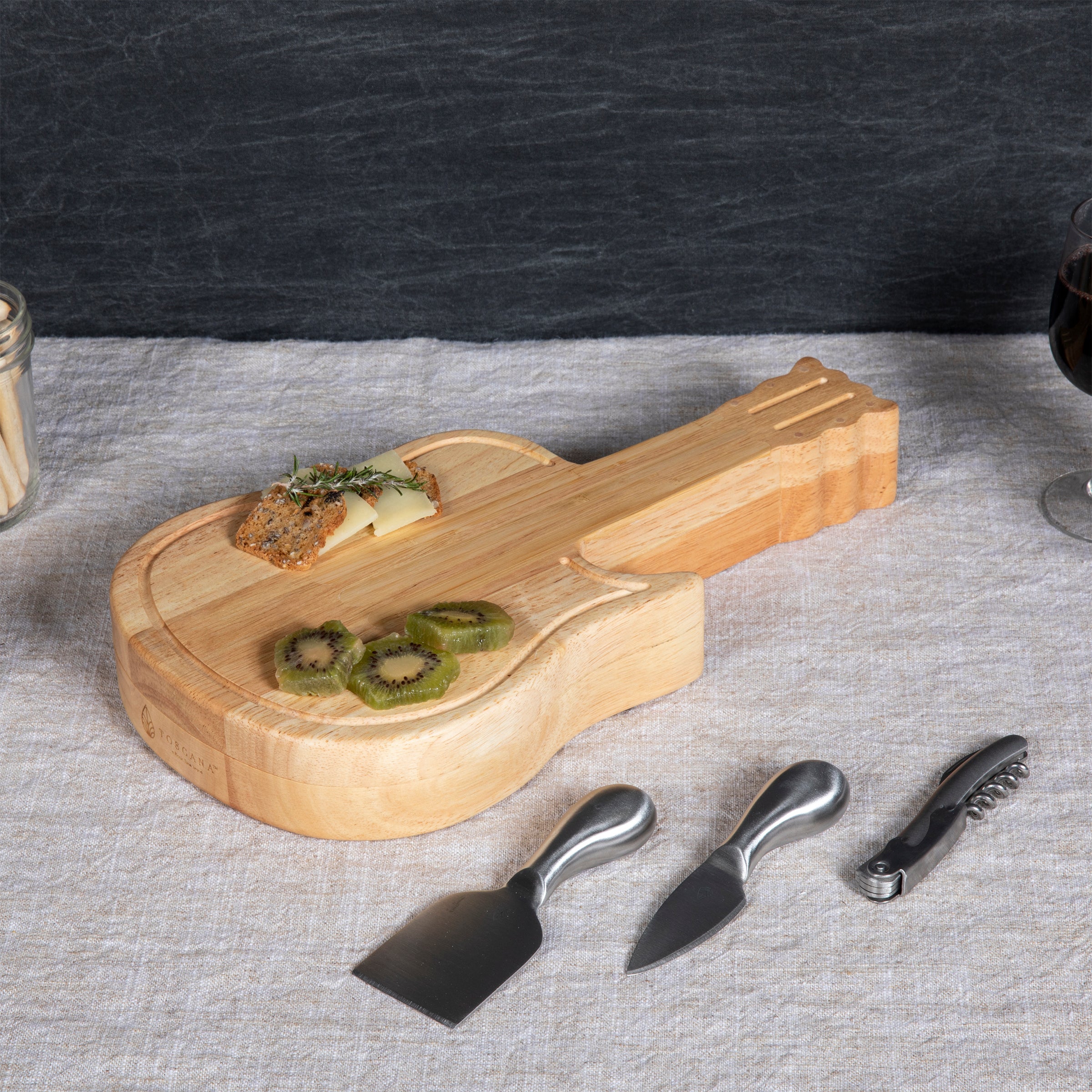 Guitar Cheese Cutting Board & Tools Set